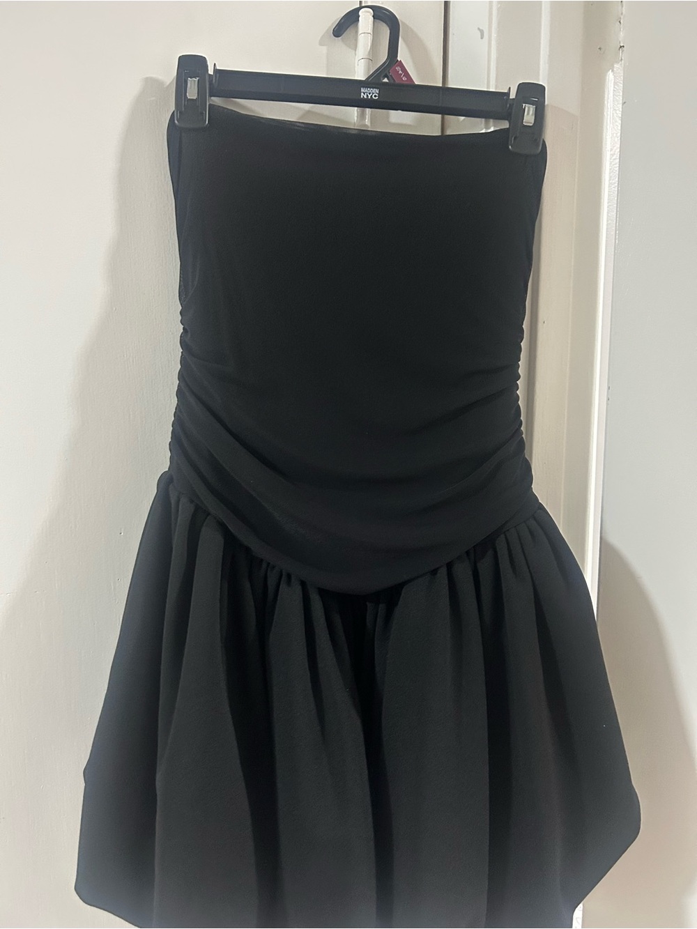 Strapless Black Party Dress – Classic Ruched Bodice